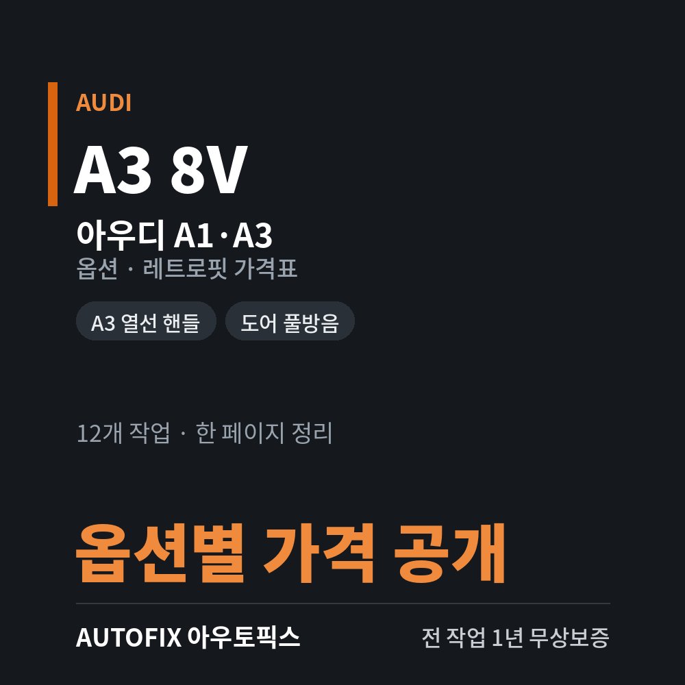 아우디 A1 · A3 옵션 · 레트로핏 가격표