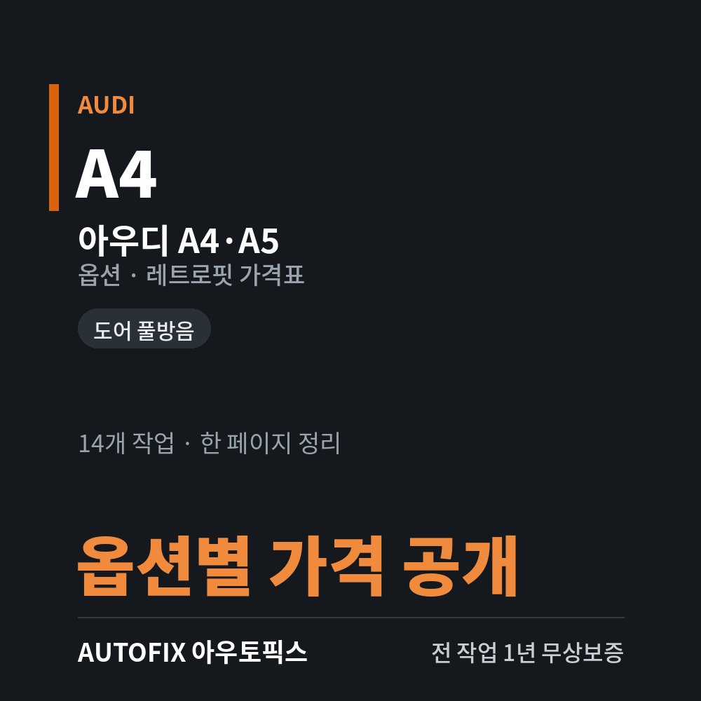 아우디 A4 · A5 옵션 · 레트로핏 가격표