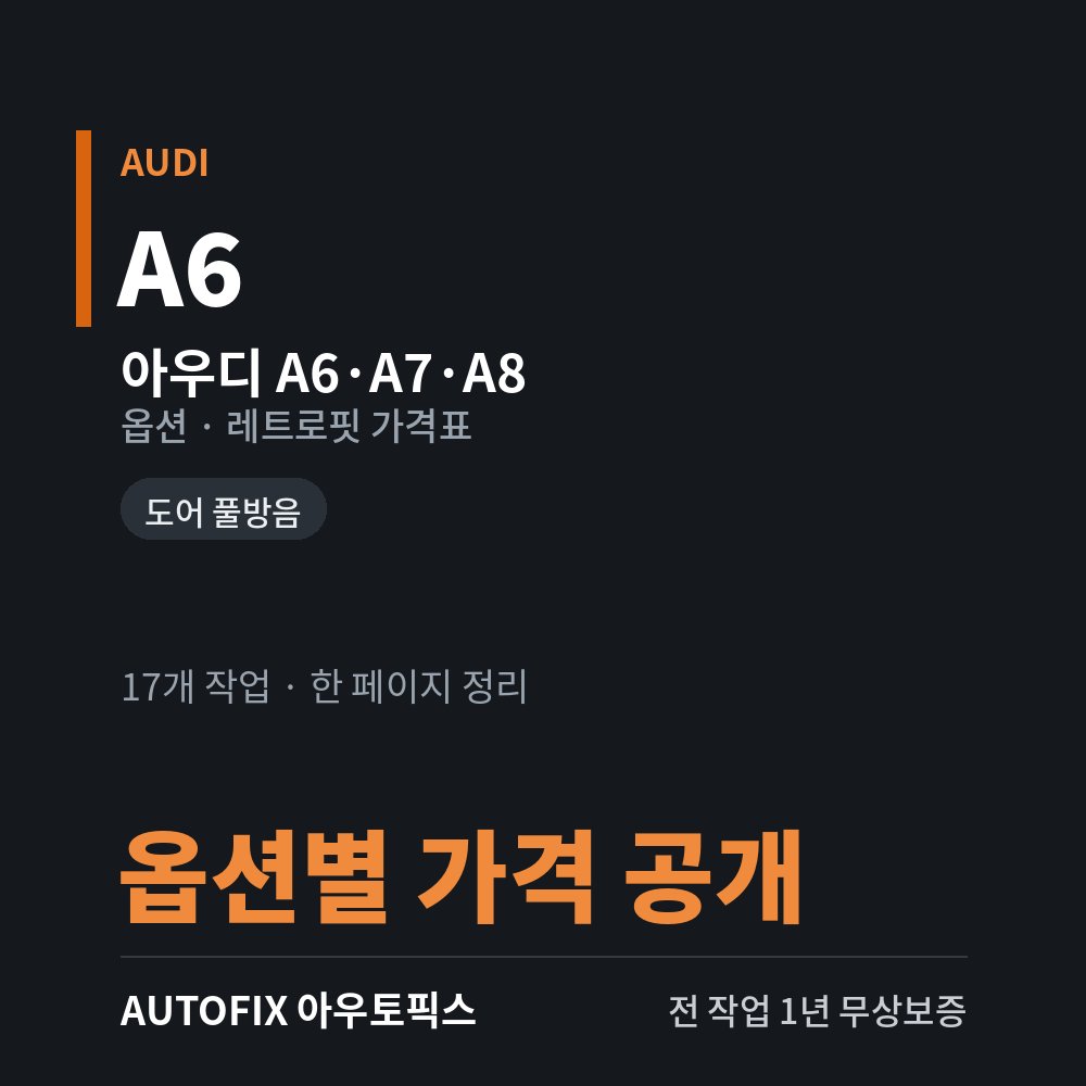 아우디 A6 · A7 · A8 옵션 · 레트로핏 가격표