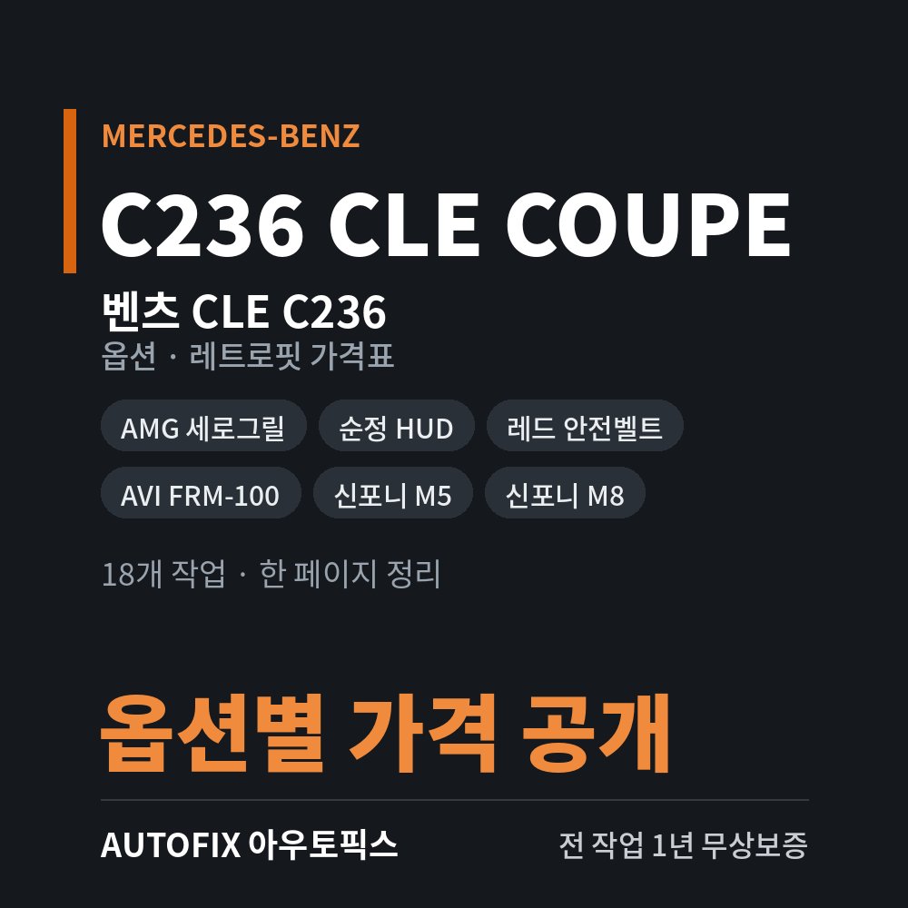 벤츠 CLE 쿠페 · 카브리올레 옵션 · 레트로핏 가격표